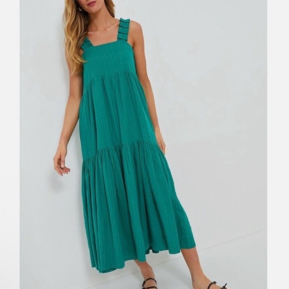 Tuckernuck Mirth Rio Tiered Maxi Dress Green XS Summer Wedding Guest Vacation